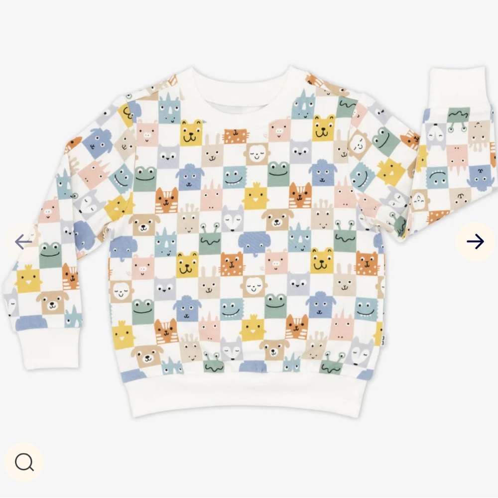 NWT Little Sleepies Check Mates Toddler Long Sleeve Crewnexk Sweatshirt Unisex
